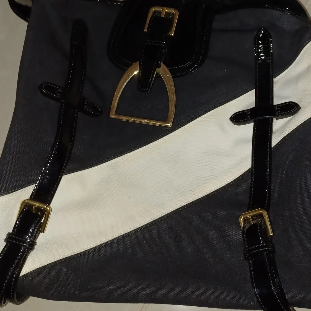 Ralph Lauren Black Patent Leather Backpack - Picture 8 of 10